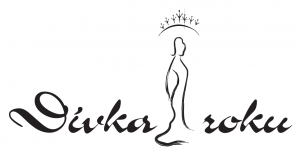 Logo Dívka roku – stylizovaný obrys postavy dívky s korunkou nad hlavou a elegantním kaligrafickým nápisem „Dívka roku“.