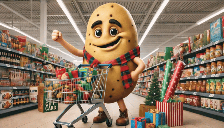 Ilustrativní obrázek brambory, která nakupuje v supermarketu