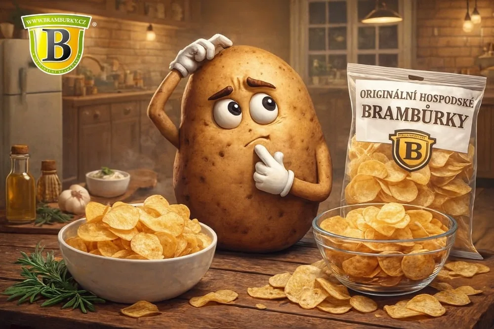 Ilustrativní obrázek brambory váhající nad výběrem brambůrků - domácí nebo kupované?