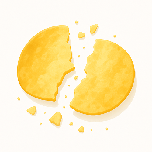 Ilustrativní obrázek křupavého bramborového lupínku rozlomeného napůl