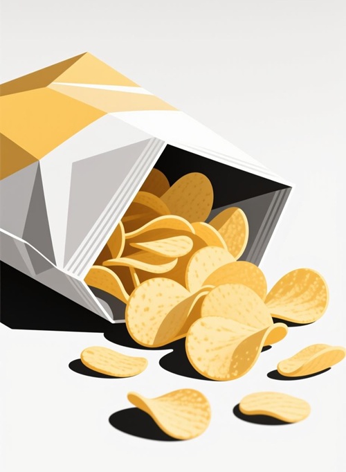 Ilustrativní obrázek bramborových lupínků v obalu