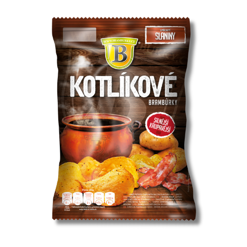 Kotlíkové brambůrky s příchutí slaniny